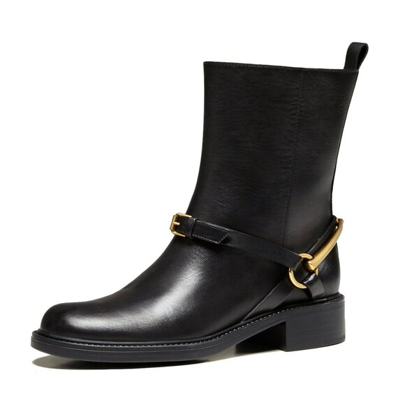 GUCCI ANKLE BOOTS BLACK LEATHER TESS HORSEBIT LOW HEEL sz IT 34 US 4 - Picture 1 of 13